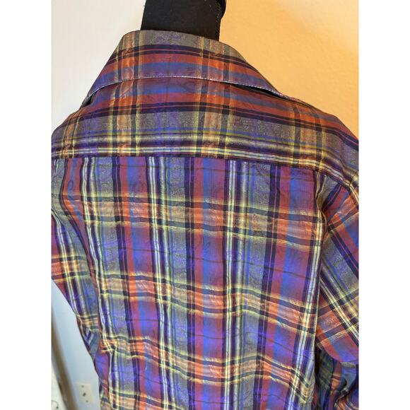 ROBERT GRAHAM Classic Fit Long Sleeve Plaid Paisley Button Up Flip Cuff Shirt - Picture 3 of 11